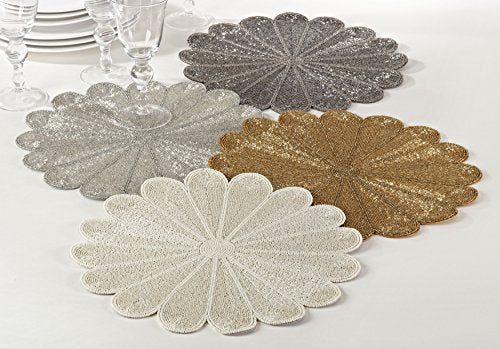 Flower Design Handmade Beaded 15-inch Round Placemat