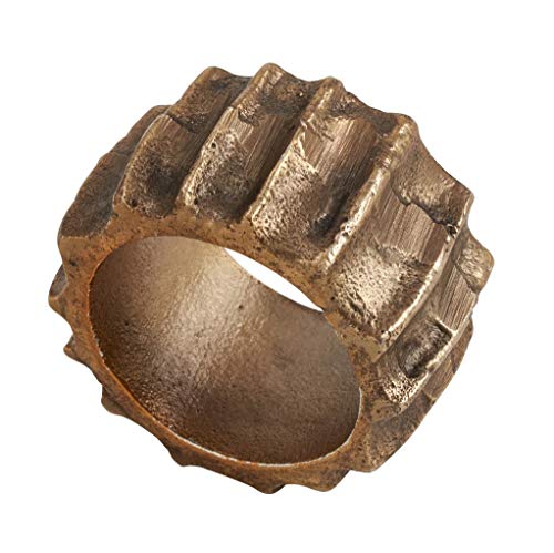 Contemporary Ribbed Design Metal Napkin Rings