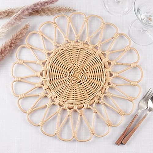 Handwoven Floral Rattan Placemat