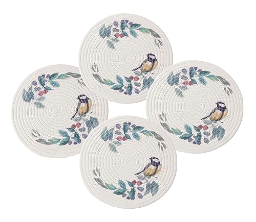 Rabbit & Botanical Print Cotton Blend Woven Placemats