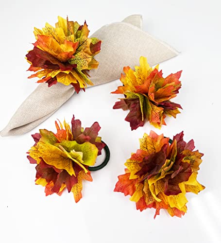 Fennco Styles - Ronds de serviette décoratifs faits main en forme de feuilles d'érable, lot de 4 - Porte-serviettes feuille d'automne terracotta pour Thanksgiving, la saison des récoltes, les banquets, la décoration de fêtes et les événements spéciaux