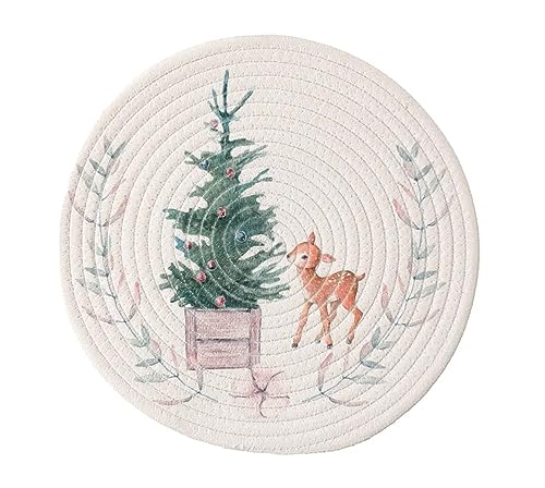 Rabbit & Botanical Print Cotton Blend Woven Placemats