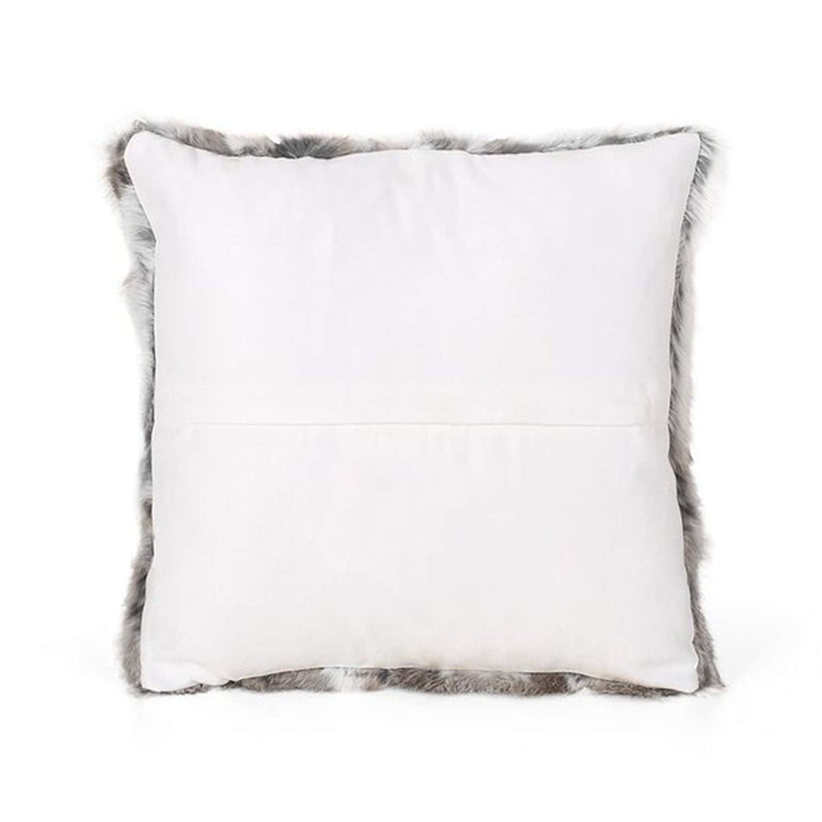 Fennco Styles Lucky Collection Rustic Handcrafted Ultra Soft Rabbit Fur 16 x 16 Inch Throw Pillow with Case & Insert – Grey Accent Pillow for Winter Season on Couch, Bedroom and Living Room Décor