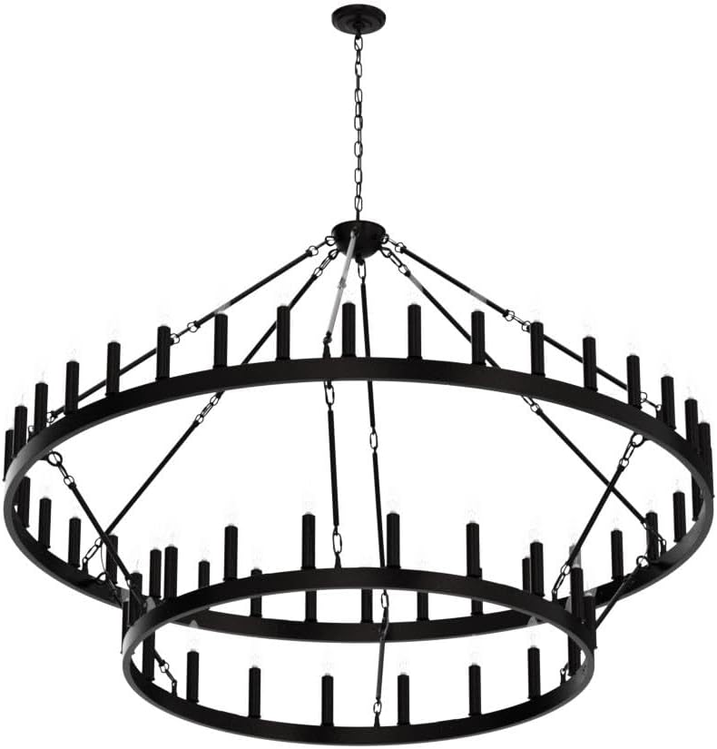 Lampadario a due livelli a forma di ruota di carro in stile rustico