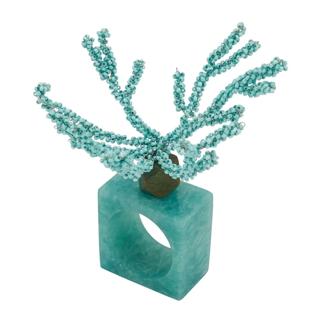Coral Beaded Resin Napkin Rings