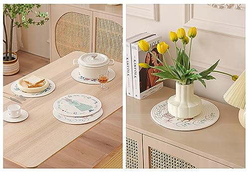 Rabbit & Botanical Print Cotton Blend Woven Placemats