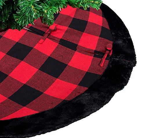 Red & Black Buffalo Plaid Christmas Tree Skirt (53")