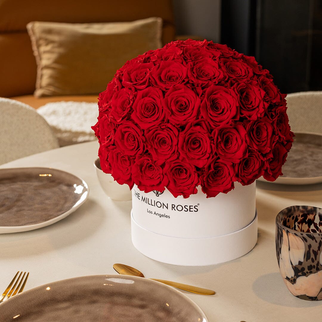 Scatola Superdome Bianca Classica | Rose Rosse
