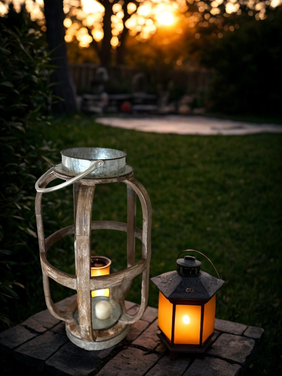Wood lantern With Metal