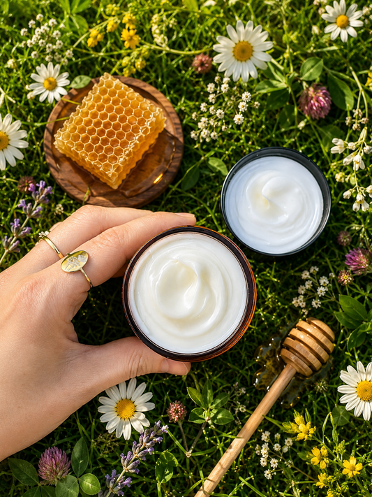 Baume au suif de bœuf biologique nourri à l'herbe et au miel cru – Baume hydratant profond fait main pour peaux sèches, soins du visage et du corps