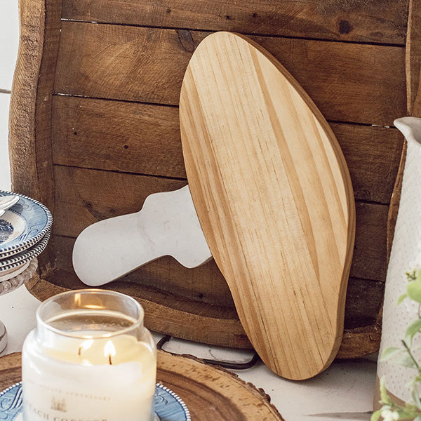 Marble and Wood Mushroom Cutting Board
