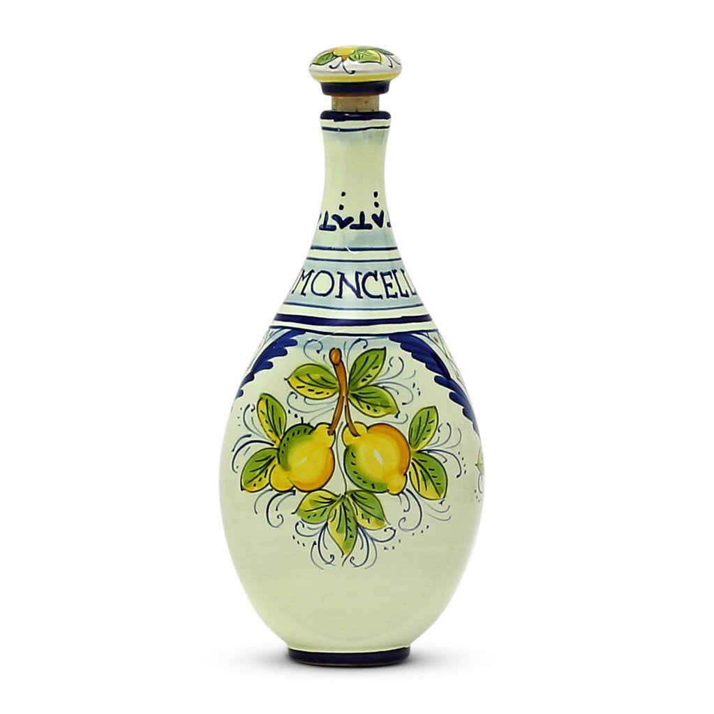 LIMONCELLO : Bouteille pour Limoncello avec bouchon design bleu (liqueur de Limoncello non incluse)