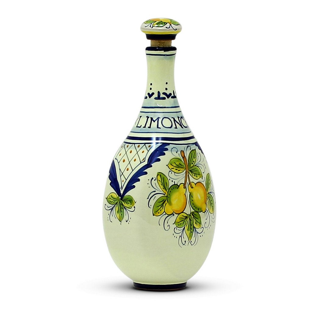 LIMONCELLO : Bouteille pour Limoncello avec bouchon design bleu (liqueur de Limoncello non incluse)