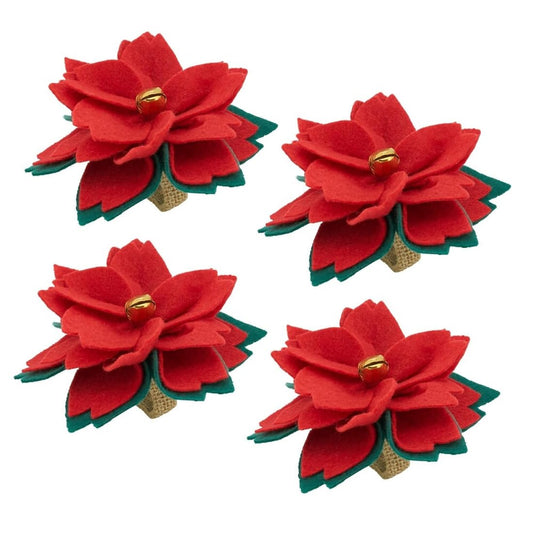 Felt Poinsettia Holiday Napkin Rings