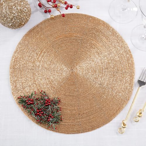 Festive Beaded Flower Holiday Placemats