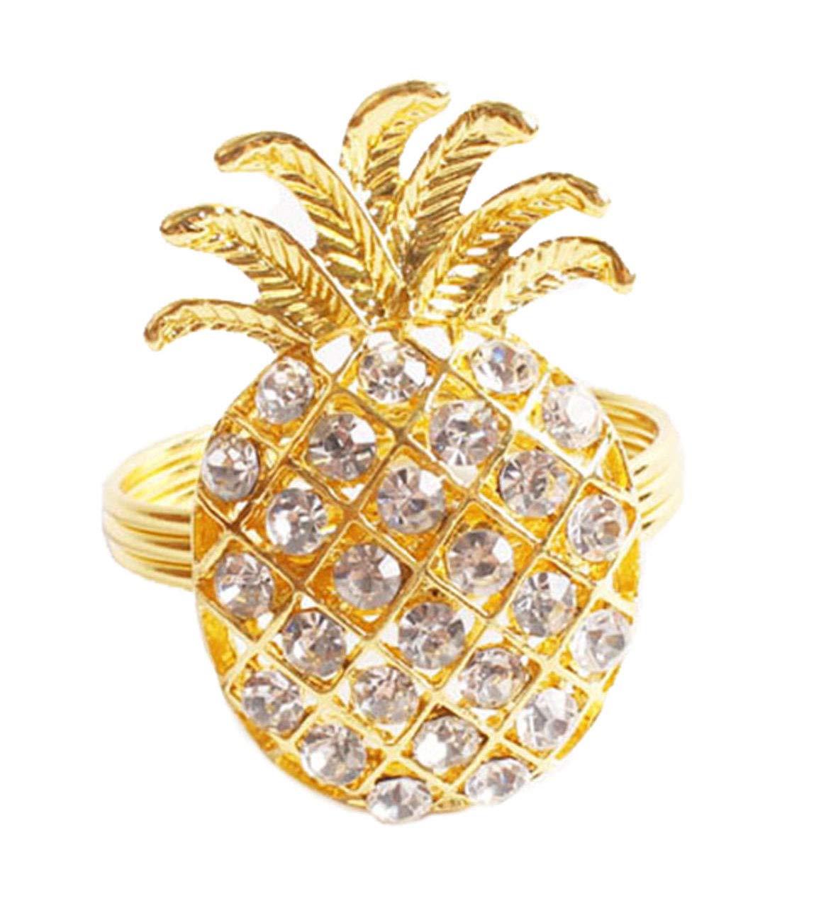 Fennco Styles Stylish Pineapple Metal Napkin Rings - Set of 4
