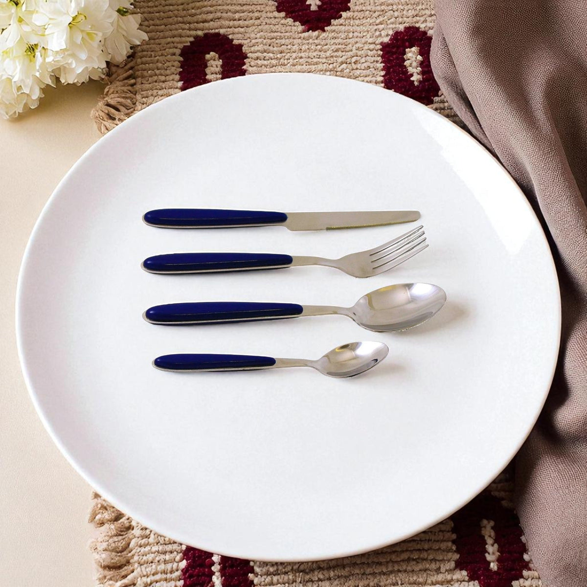 Flatware Set with Blue Handles