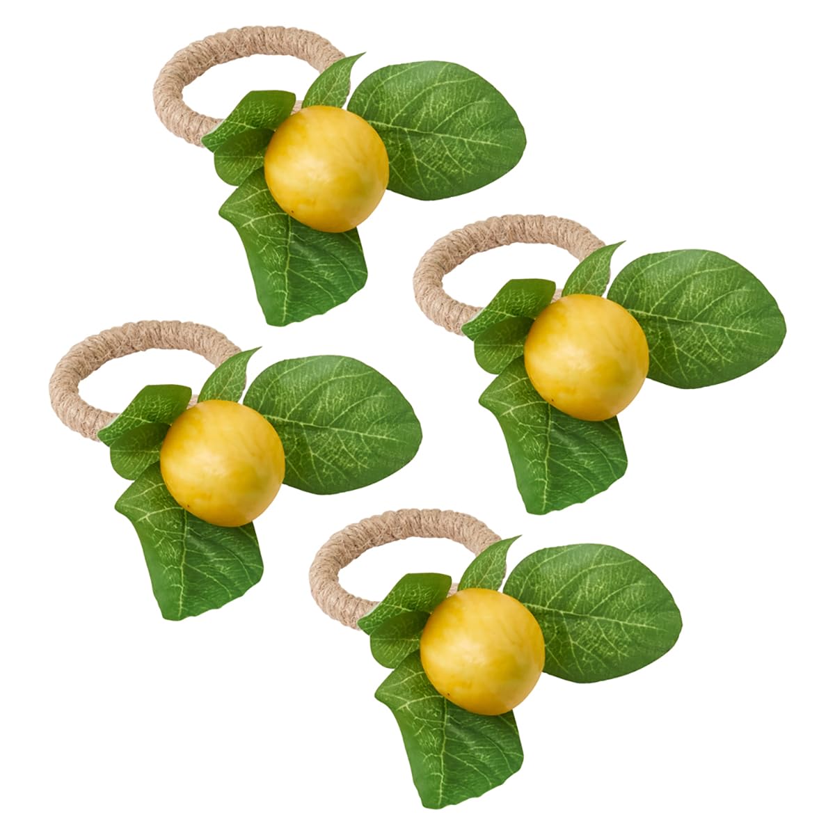 Decorative Lemon with Vine Design Napkin Rings