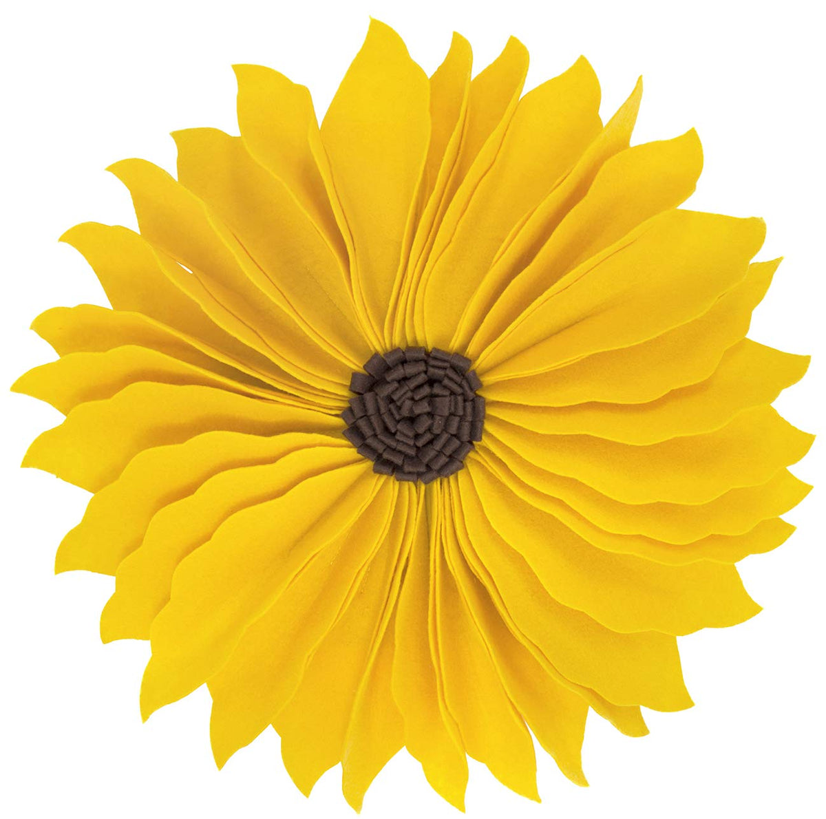 Fennco Styles Handmade Garden 3D Sunflower Decorative Filled Throw Pillow 13" Round - Gold Floral Pillow for Couch, Living Room and Bedroom Décor