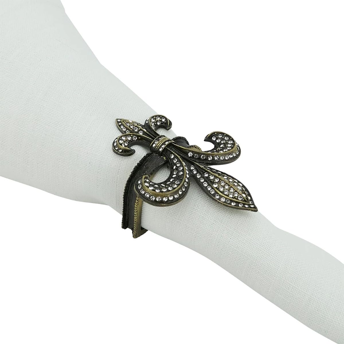 Bejeweled Fleur De Lis Metal Napkin Rings