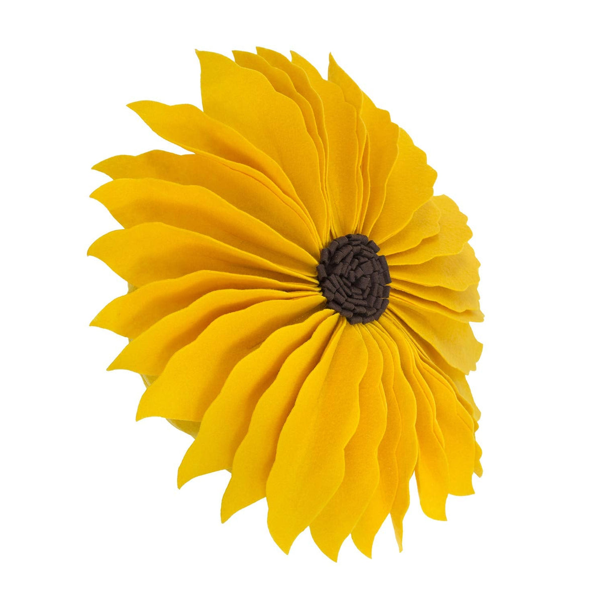 Fennco Styles Handmade Garden 3D Sunflower Decorative Filled Throw Pillow 13" Round - Gold Floral Pillow for Couch, Living Room and Bedroom Décor
