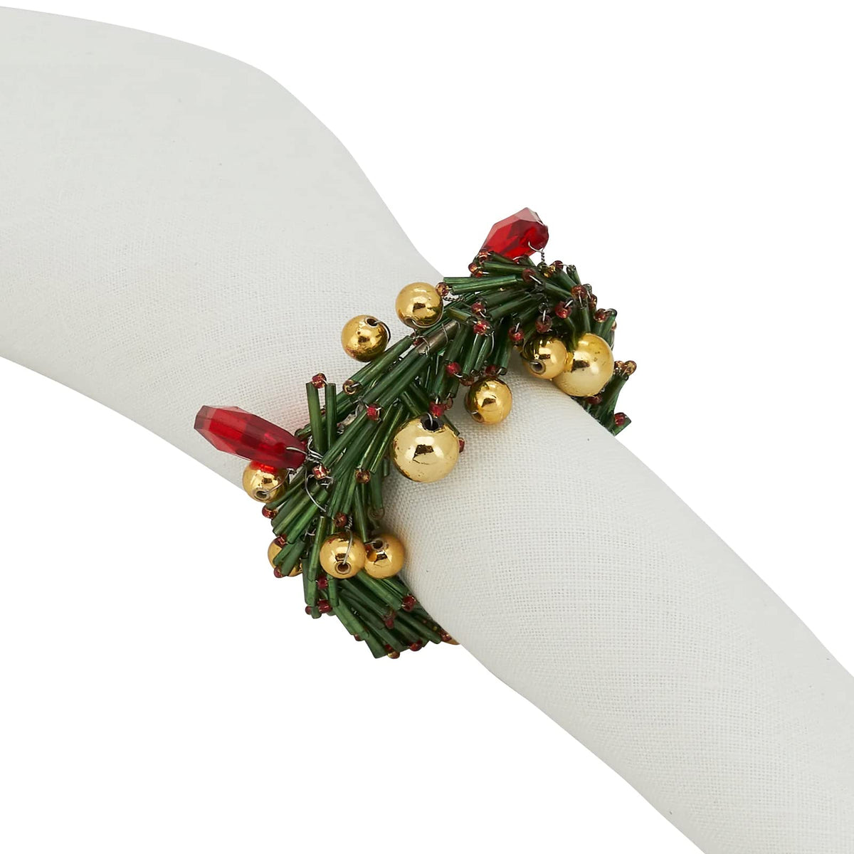 Hand Beaded Christmas Wreath Decorative Napkin Rings