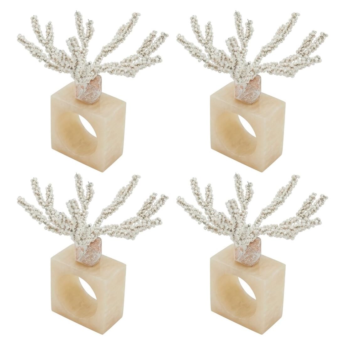 Coral Beaded Resin Napkin Rings