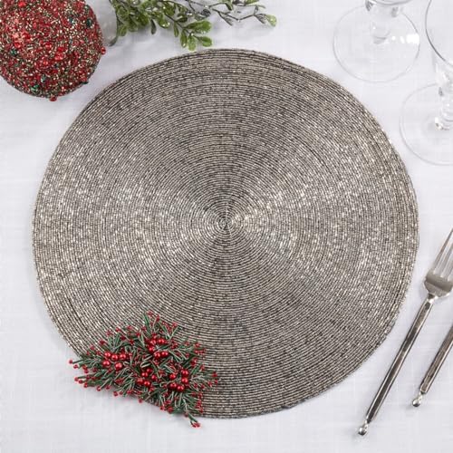 Festive Beaded Flower Holiday Placemats