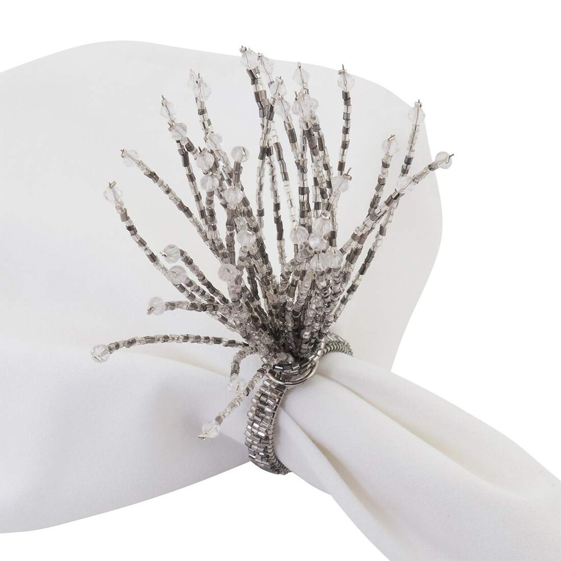 Hand Beaded Spray Design Decorative Napkin Rings