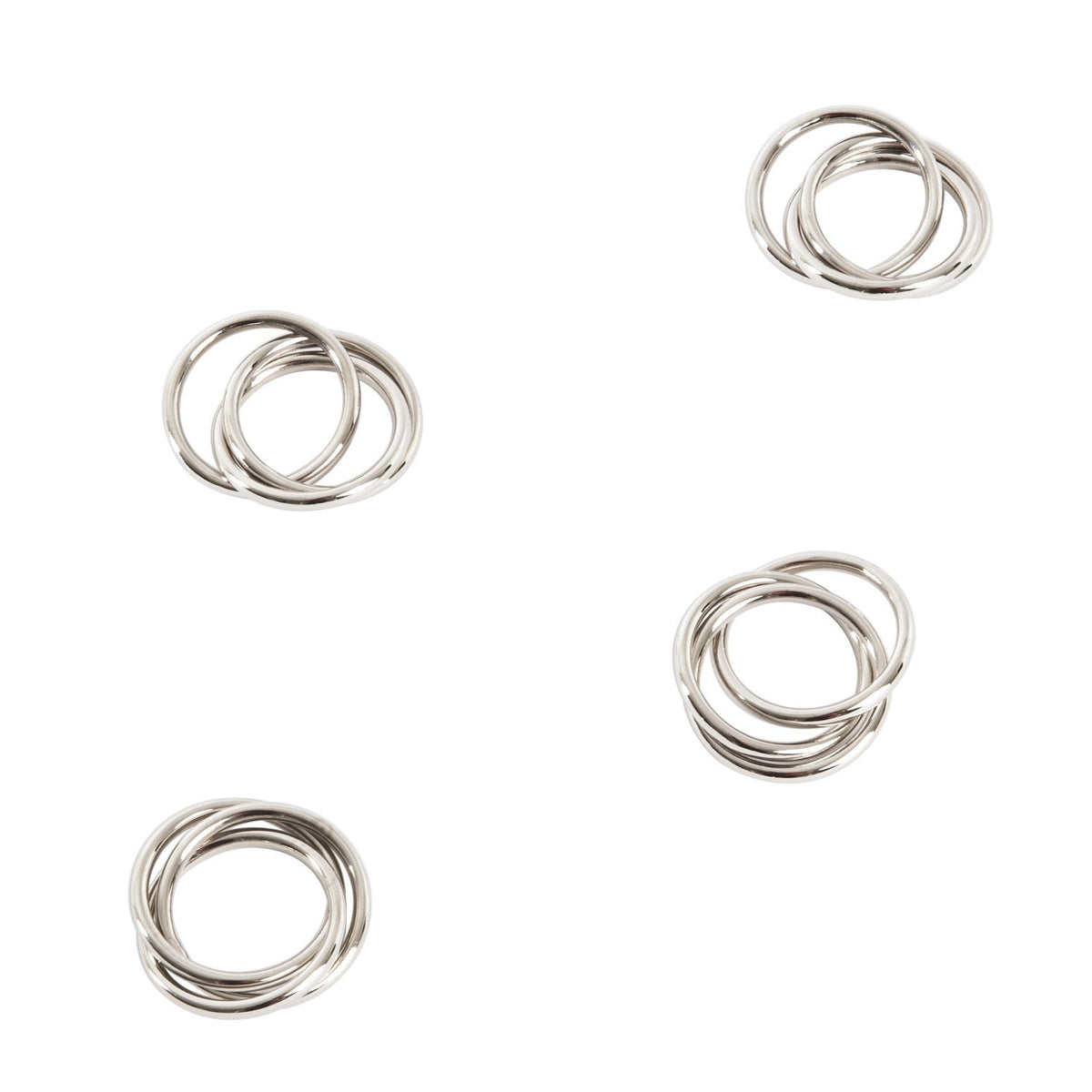 Classic Three Rings Design Silver Metal Napkin Rings