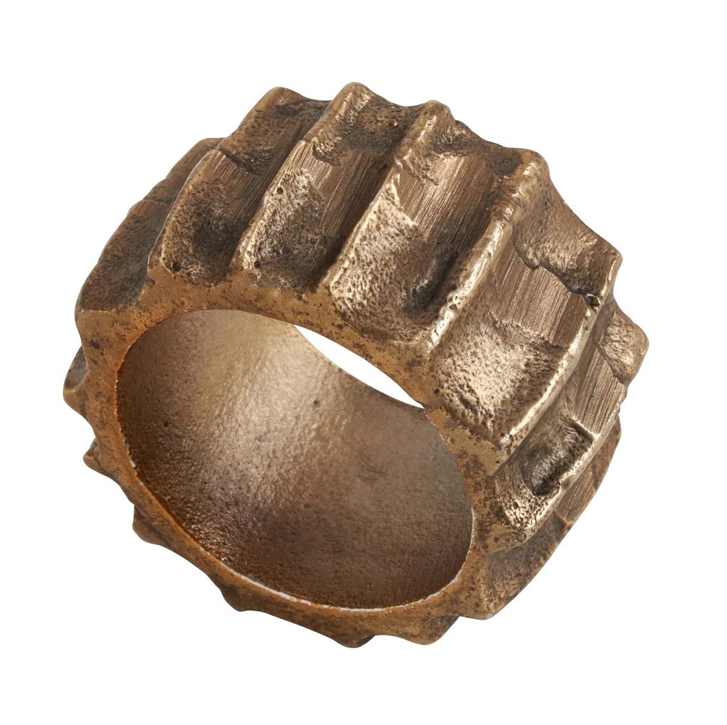 Contemporary Ribbed Design Metal Napkin Rings