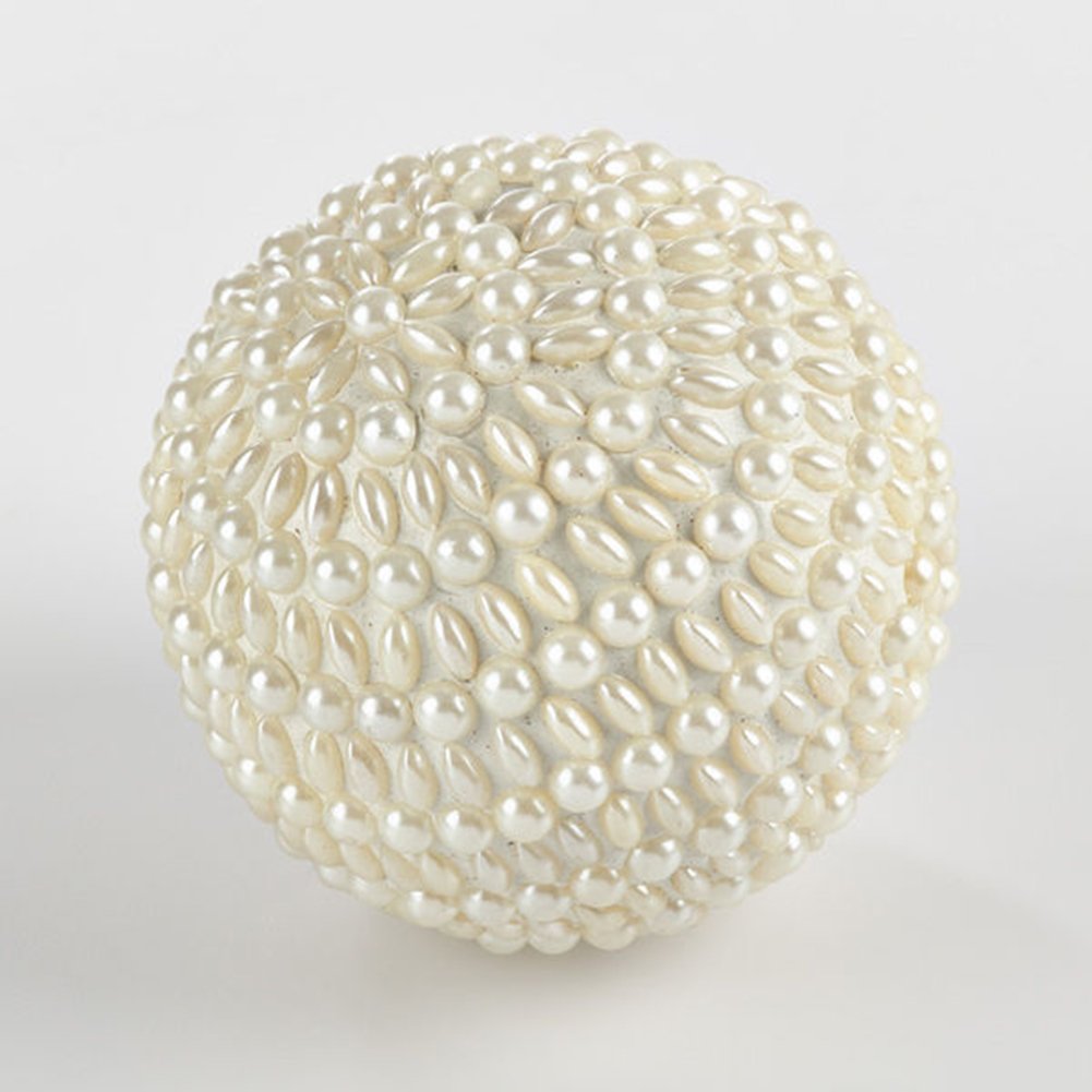 Fennco Styles Pearl Design Ornament Decorative Balls - Set of 4 (Ivory)
