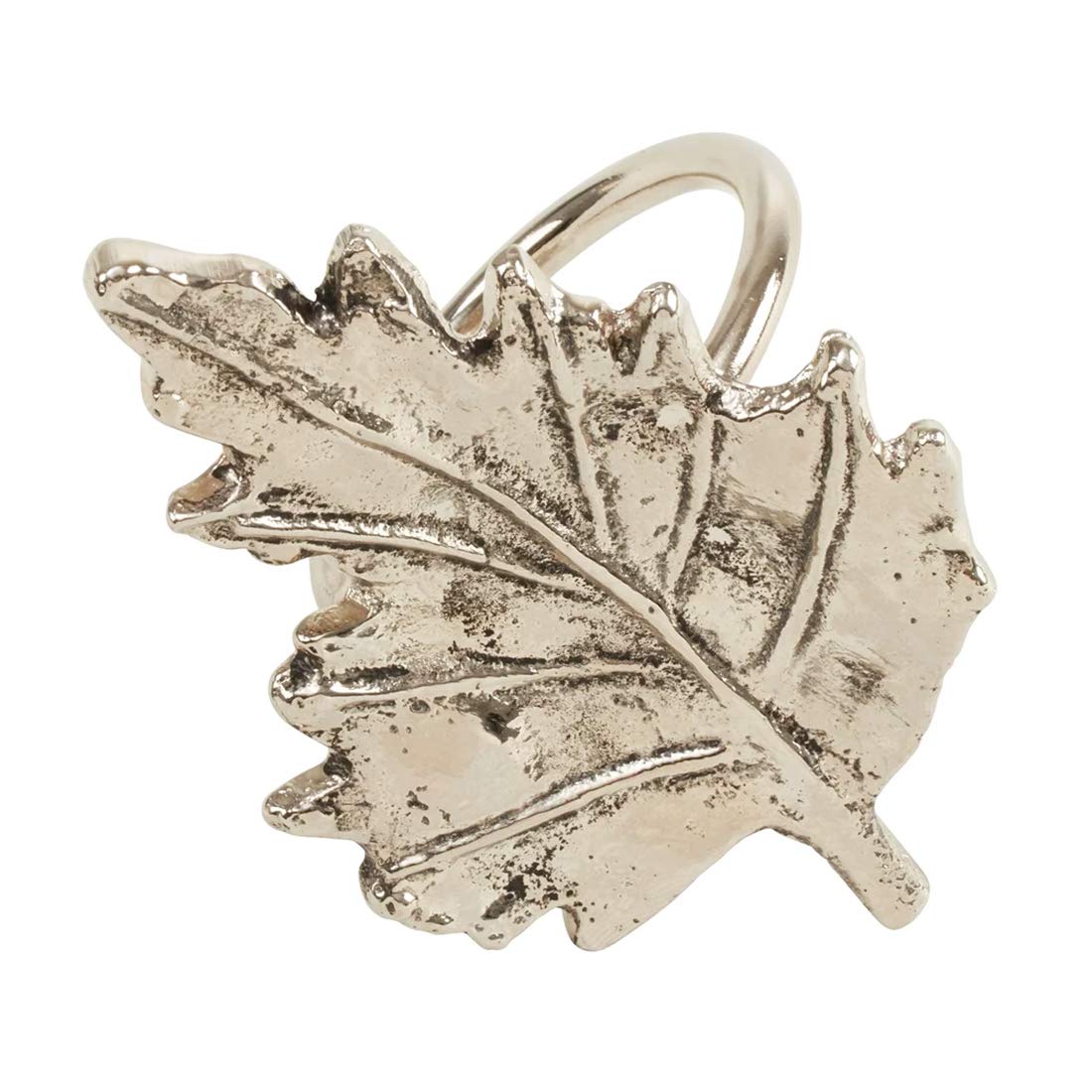 Fennco Styles Maple Leaf Metal Napkin Rings, Set of 4 - Silver Decorative Napkin Holders for Home, Dining Room, Banquet, Family Gathering, Holiday and Special Occasion