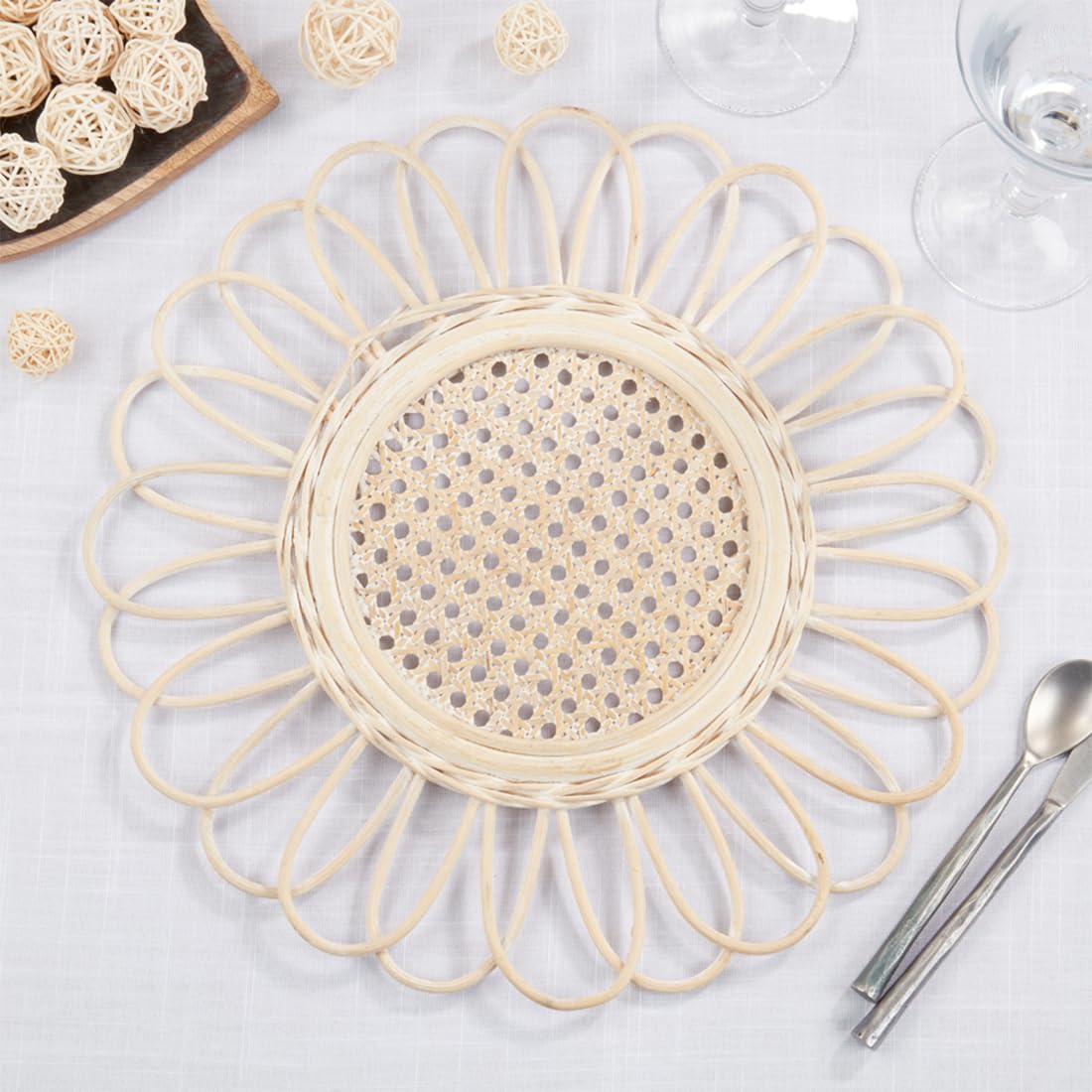 Handmade Rattan Loopy Placemat 15" Round
