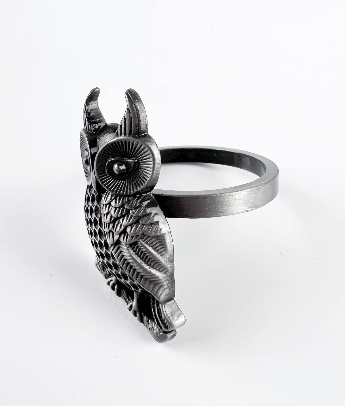Perched Owl Metal Napkin Rings