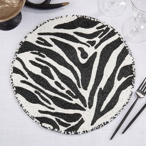 Safari Charm Beaded Zebra Placemat 14" Round
