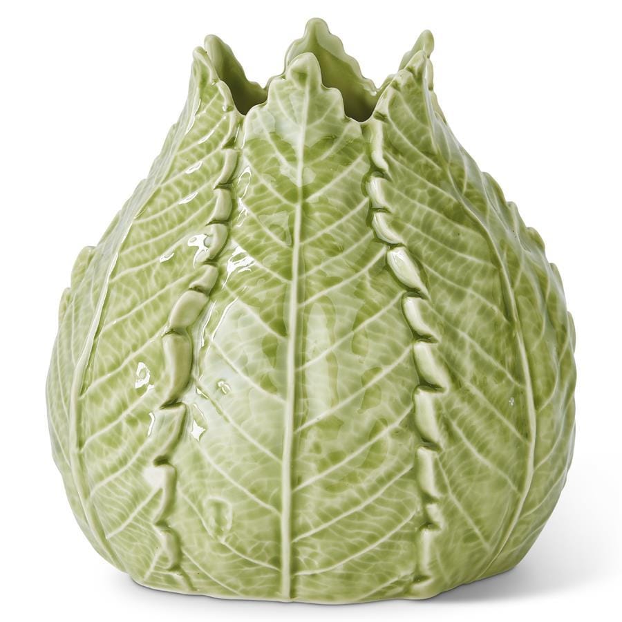 Green Ceramic Leaf Vase - Botanical Decorative Vase - 2 Sizes