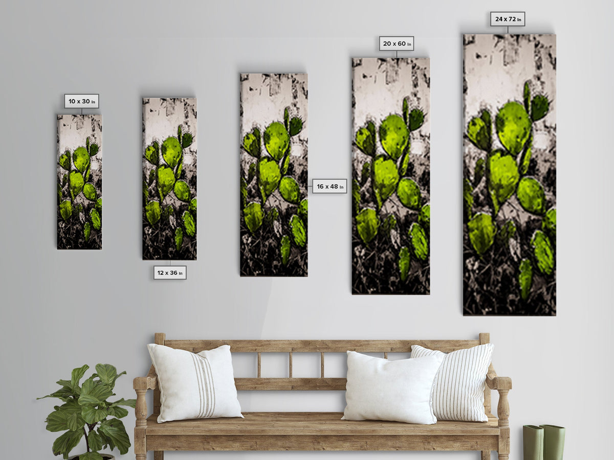 Impression sur toile effet vieilli art cactus décoration murale sud-ouest peinture paysage désertique décoration chambre d'amis décor chaleureux