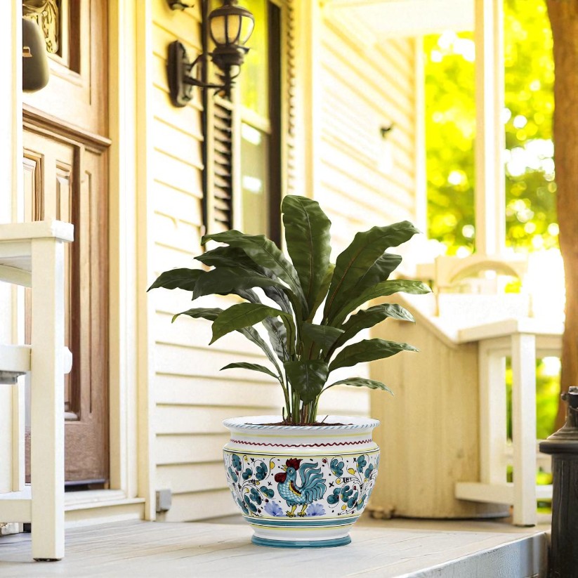 ORVIETO GREEN ROOSTER: Luxury Cachepot Planter Small