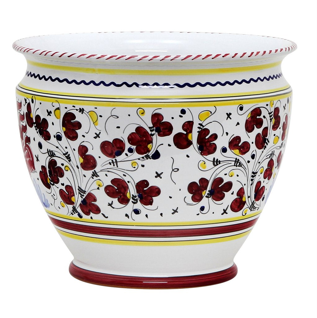 ORVIETO RED ROOSTER: Luxury Cachepot Planter Large
