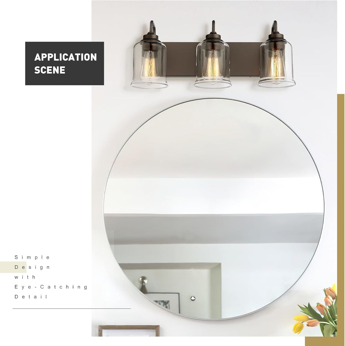 Lampada da bagno in stile rustico con paralume in vetro