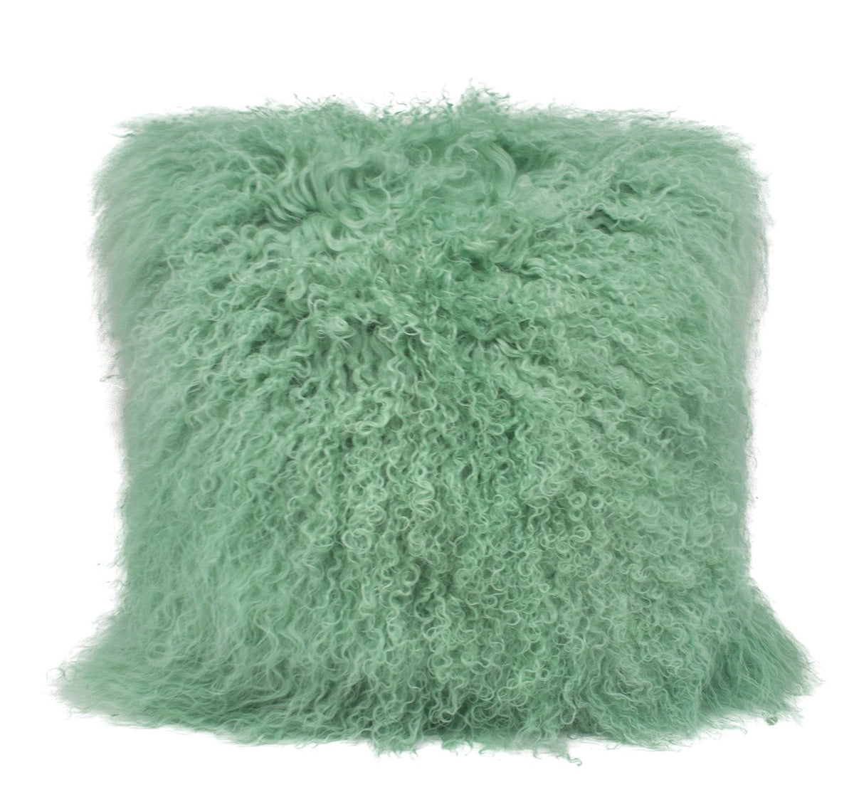 Fennco Styles Geniune Mongolian Lamb Fur Throw Pillow (Mint, 16"x16" Pillow)