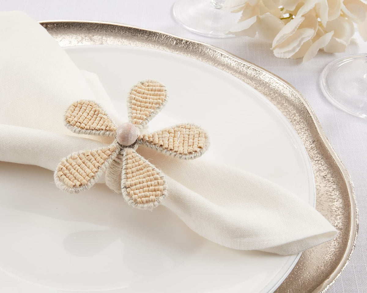 Hand Beaded Flower Decorative Napkin Rings