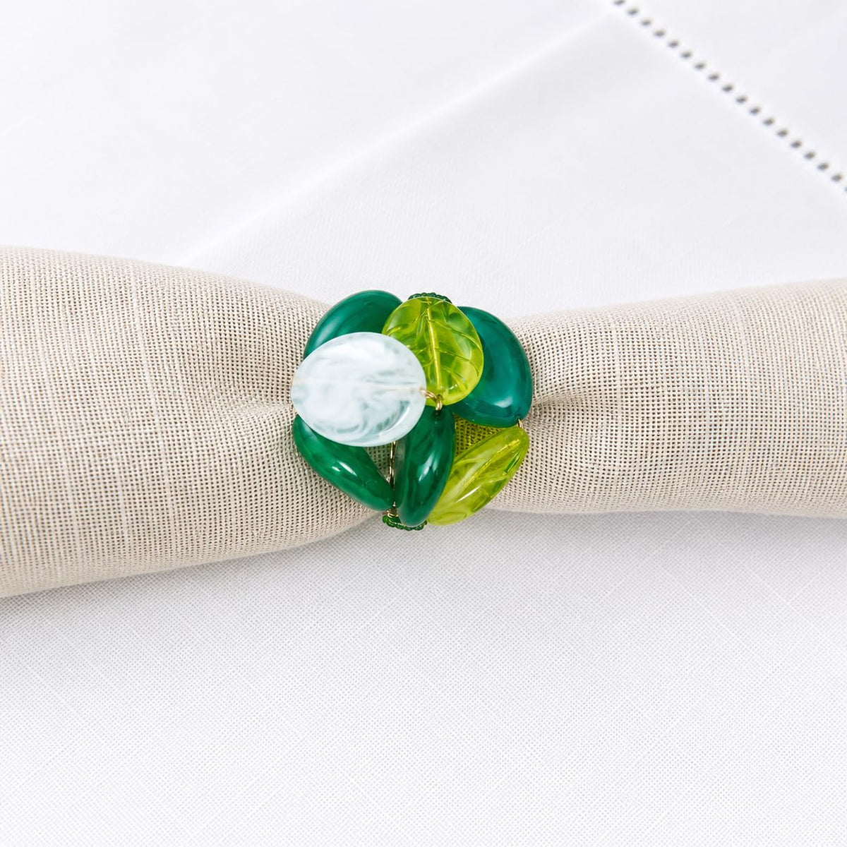 Brown Gemstone Beaded Napkin Rings