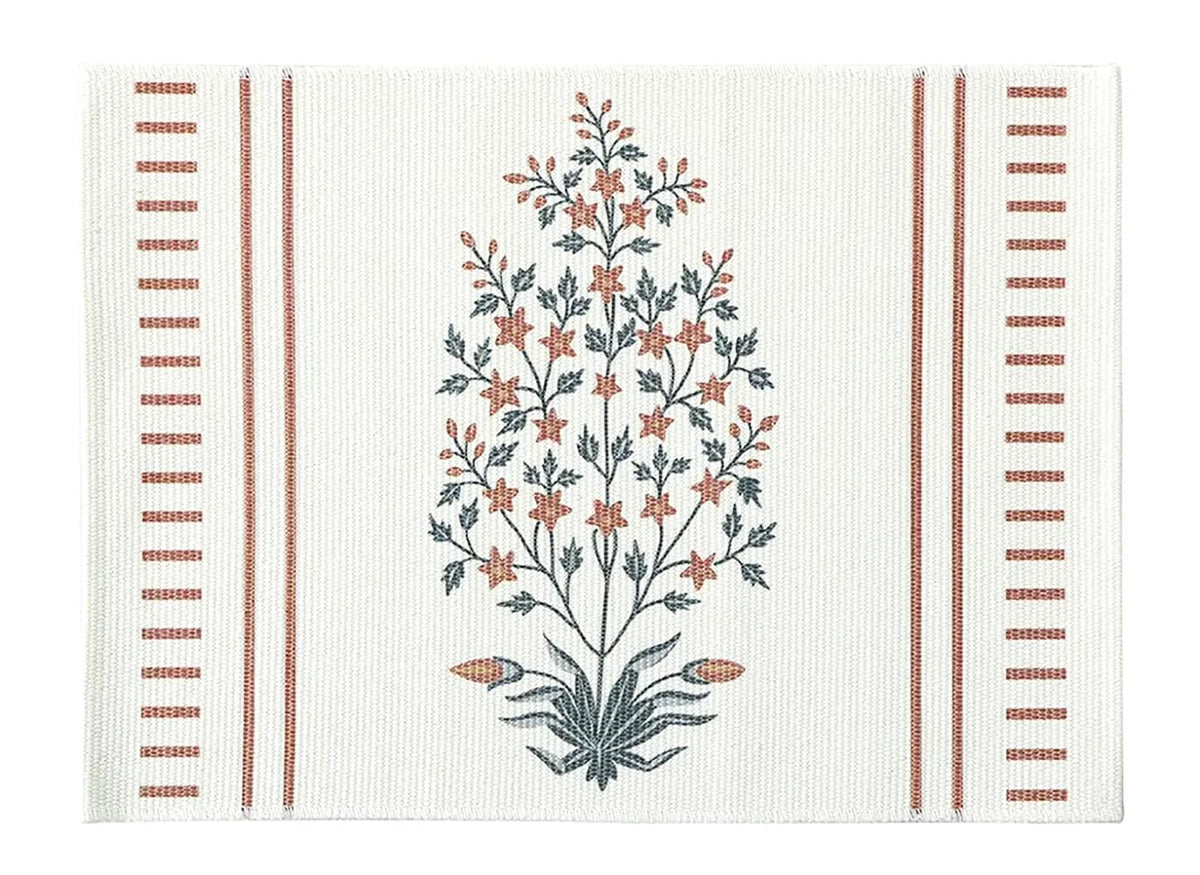 Botanical Floral Print Cotton Blend Woven Table Placemats