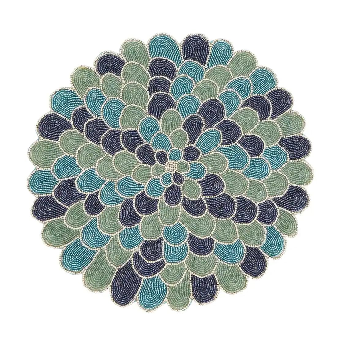 Beaded Peacock Placemat 14" Round