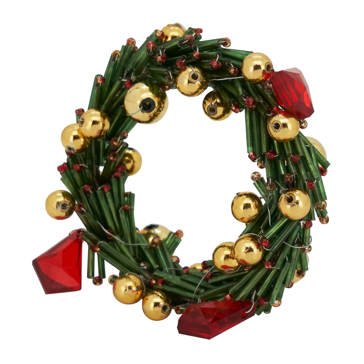 Hand Beaded Christmas Wreath Decorative Napkin Rings