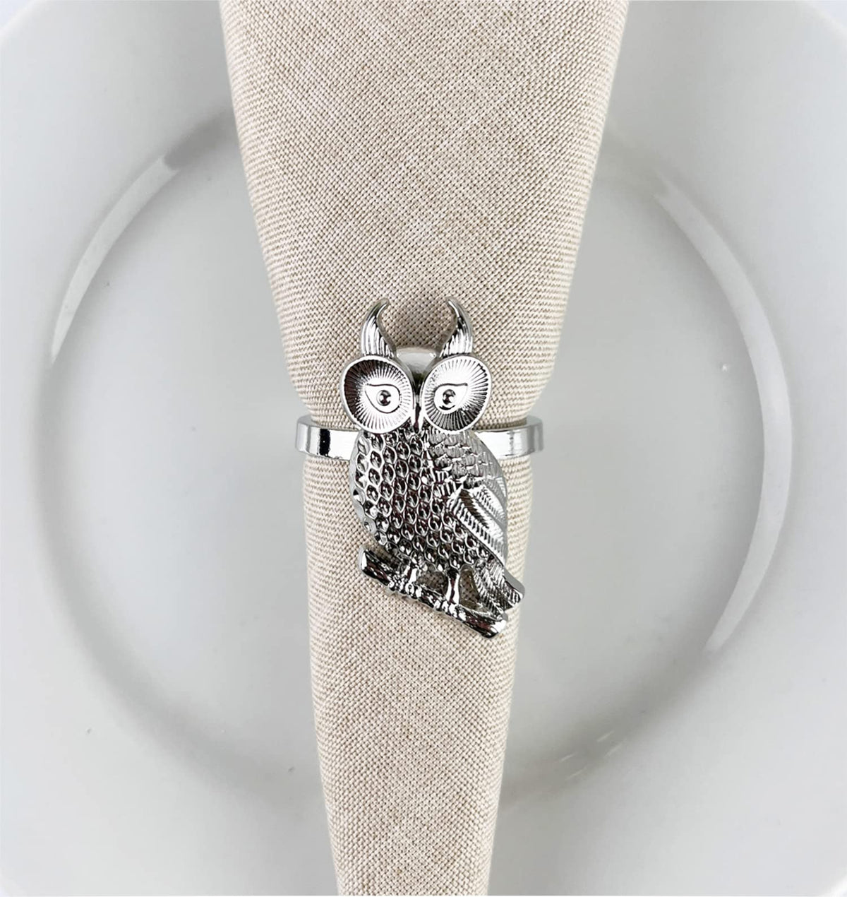 Perched Owl Metal Napkin Rings