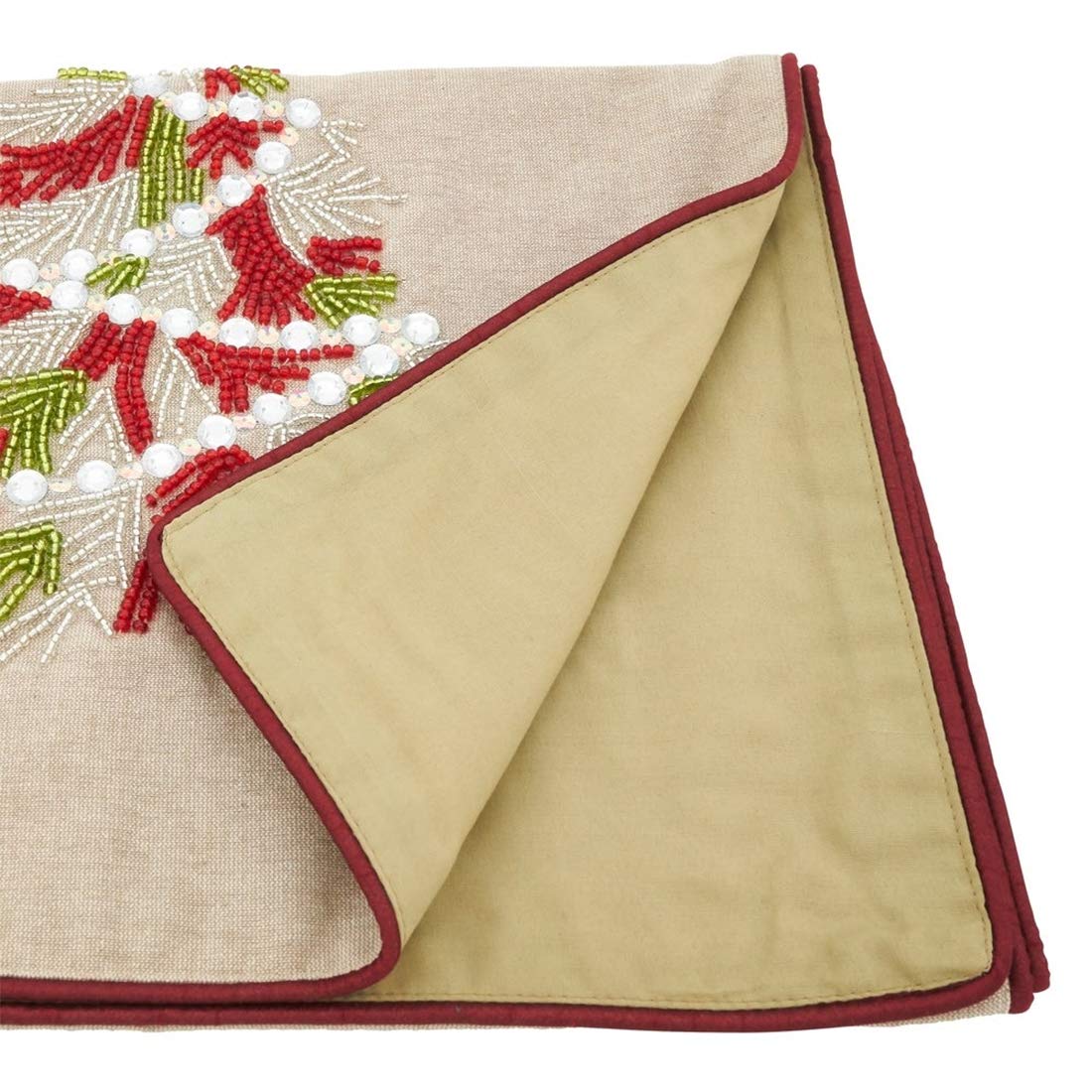 Beaded Christmas Tree Cotton Table Runner