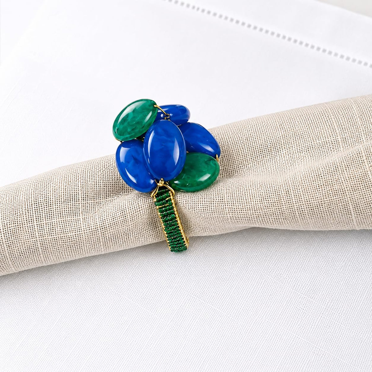 Brown Gemstone Beaded Napkin Rings